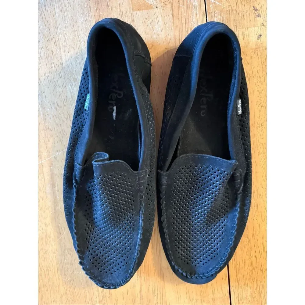 NexPero Men’s Black Perforated Driving Loafers Slip On Comfort Casual Shoes SZ 9